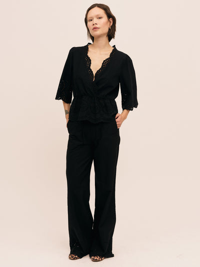 Bea V Neck Blouse - Black