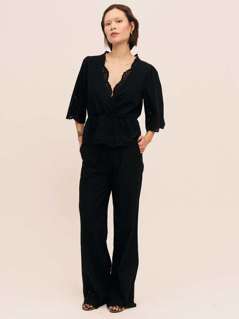 Bea V Neck Blouse - Black
