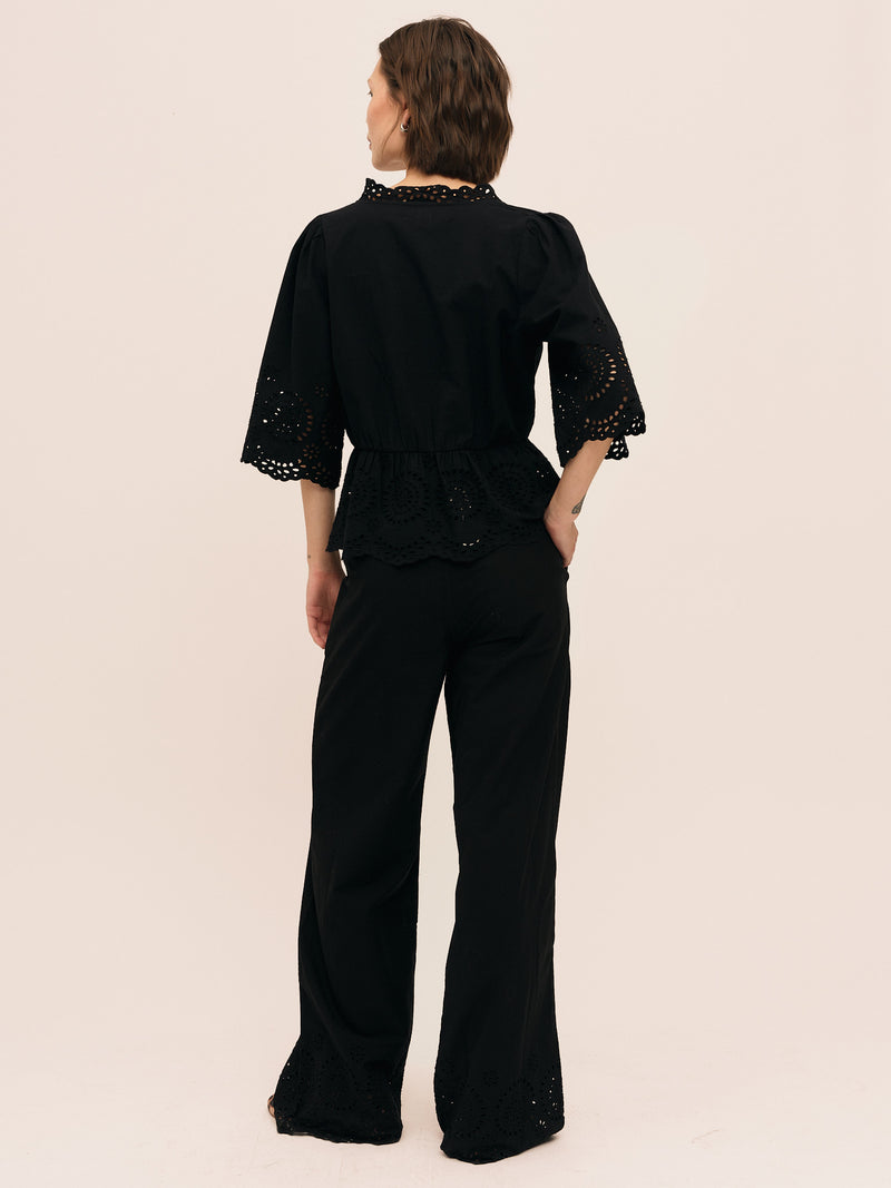 Bea V Neck Blouse - Black