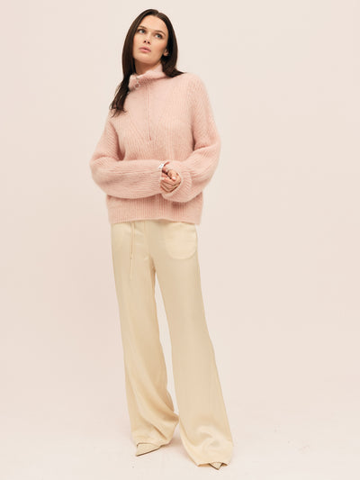 Florie Brushed Zip Knit - Baby Pink