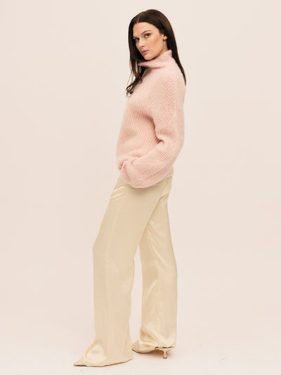 Florie Brushed Zip Knit - Baby Pink