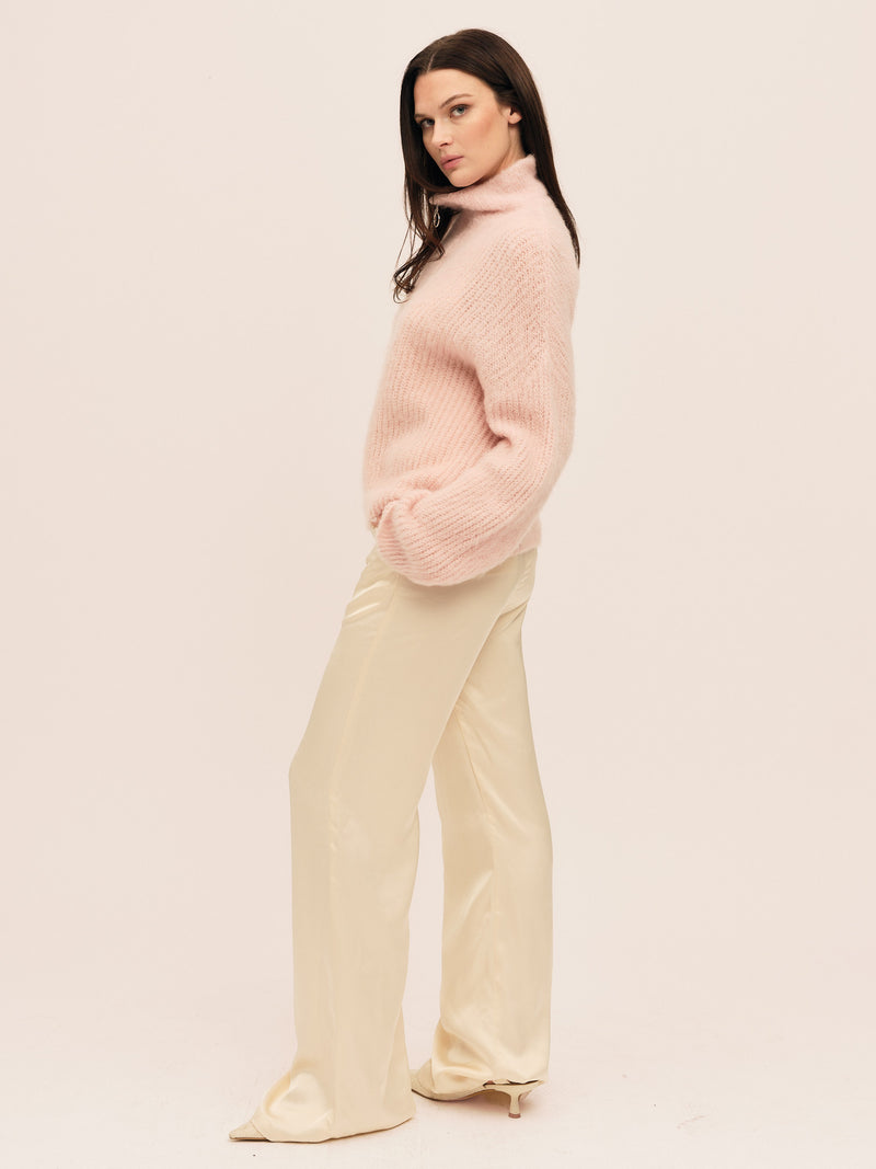 Florie Brushed Zip Knit - Baby Pink