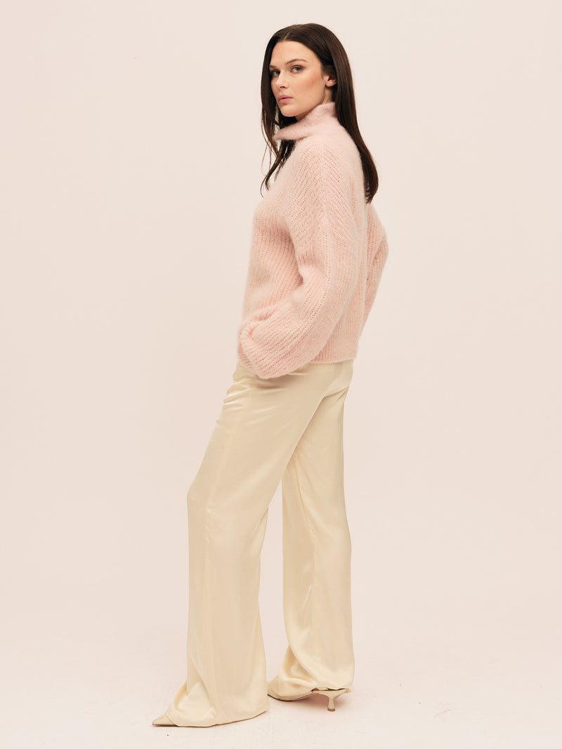 Florie Brushed Zip Knit - Baby Pink