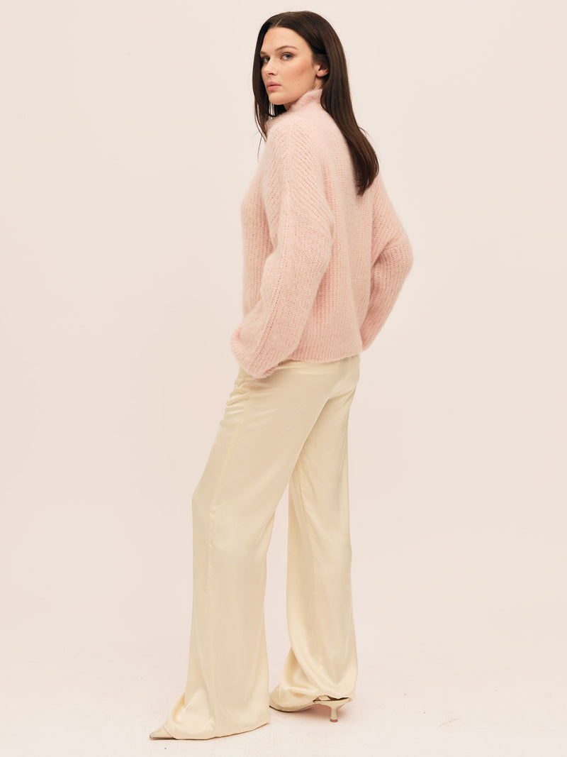 Florie Brushed Zip Knit - Baby Pink