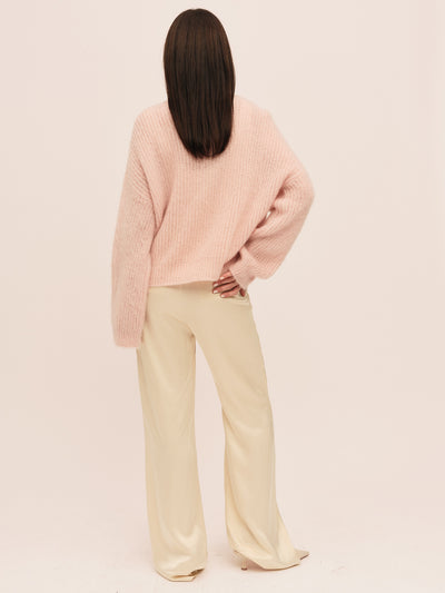 Florie Brushed Zip Knit - Baby Pink