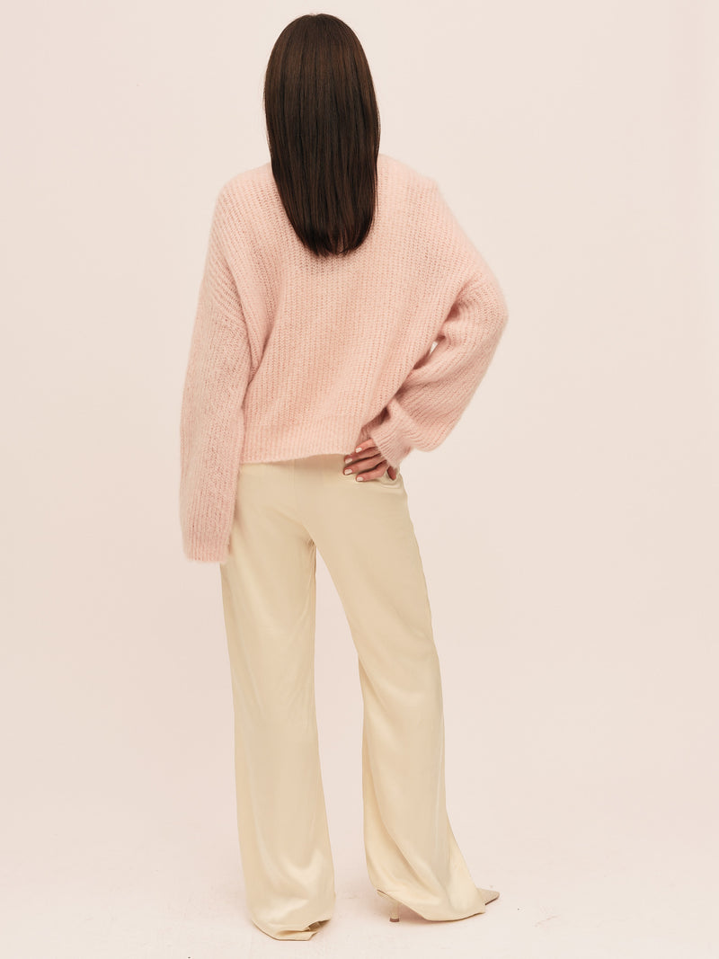 Florie Brushed Zip Knit - Baby Pink
