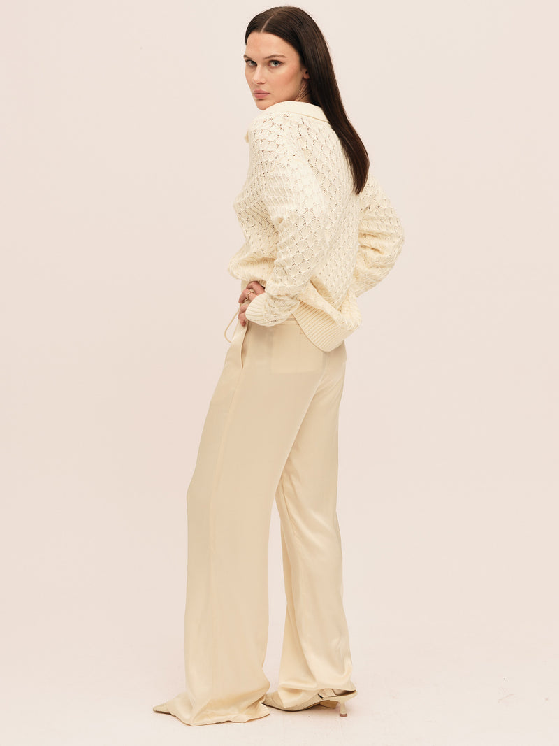 Pearl Polo Sweater - Winter White