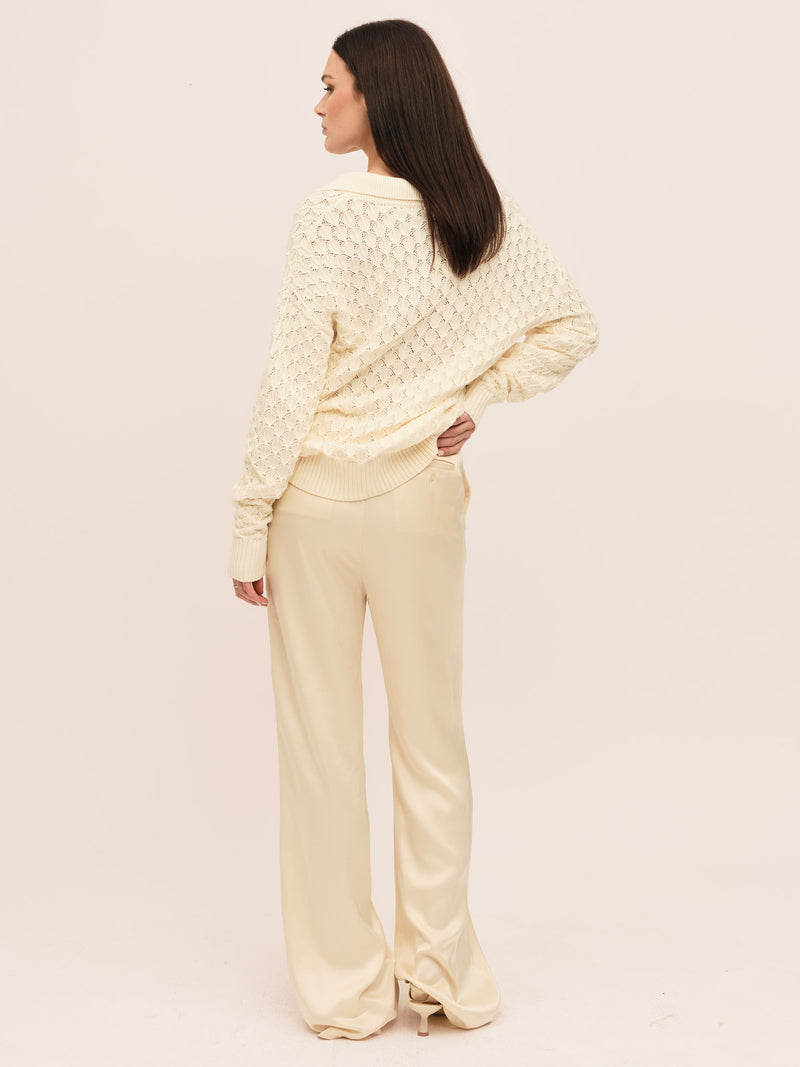 Pearl Polo Sweater - Winter White