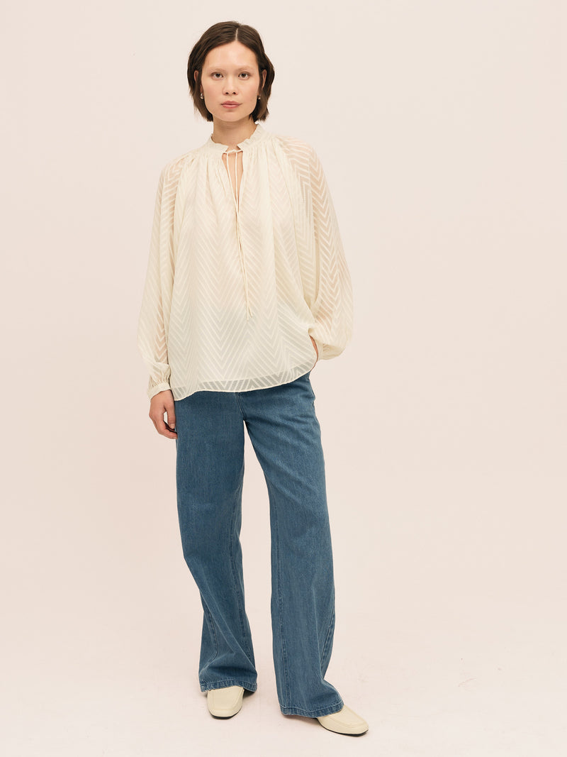 Mimosa Split Blouse - Creme