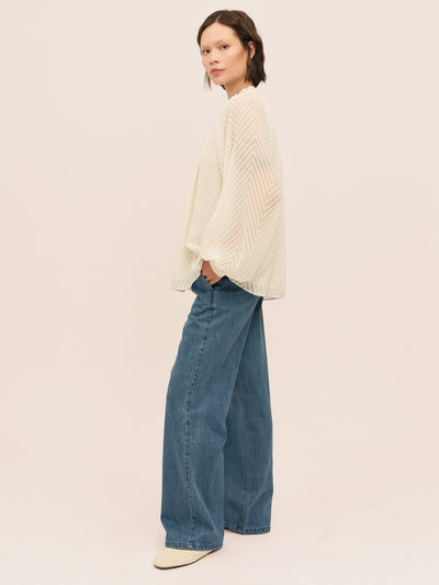 Mimosa Split Blouse - Creme
