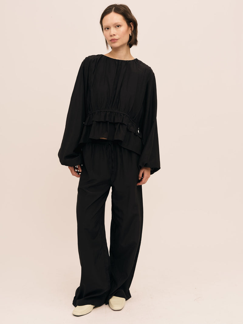 Silkey String Blouse - Black