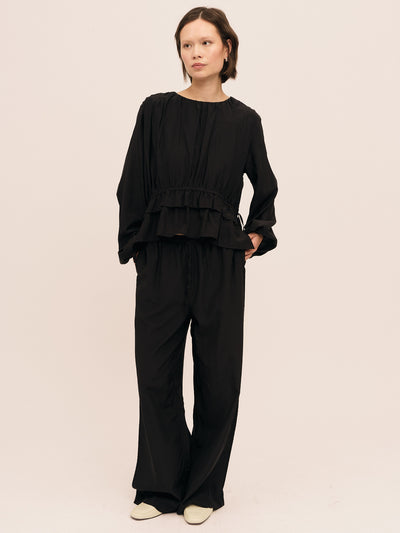 Silkey String Blouse - Black
