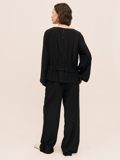 Silkey String Blouse - Black