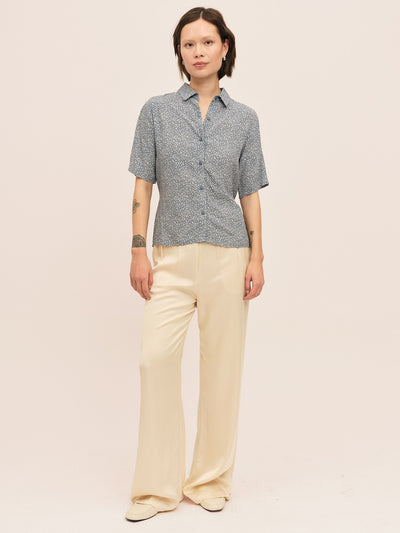 Ellen Shirt - Petite Blue Flower