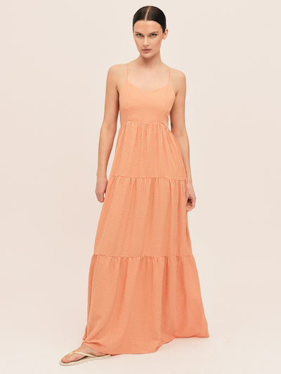 Mari Long Dress - Clay Checked