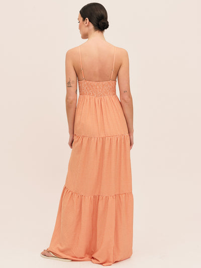 Mari Long Dress - Clay Checked