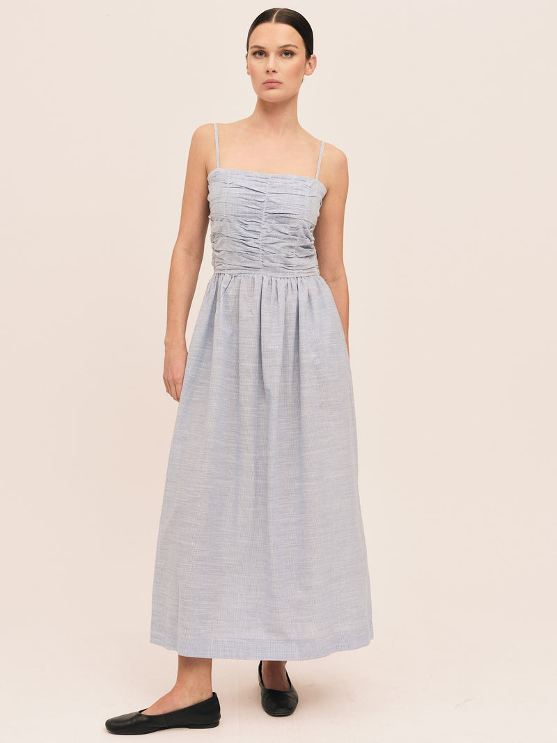 Mai Smock Dress - Lt. Blue Stripe