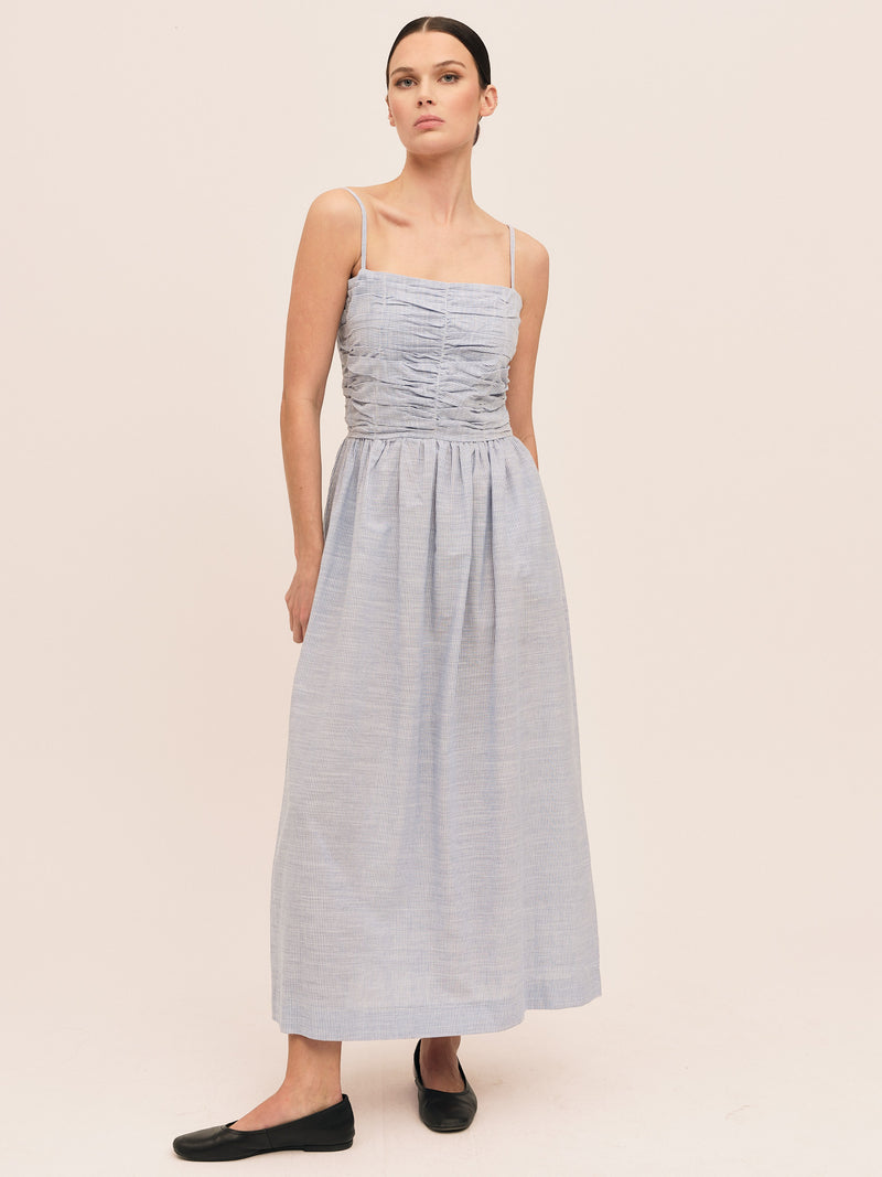 Mai Smock Dress - Lt. Blue Stripe
