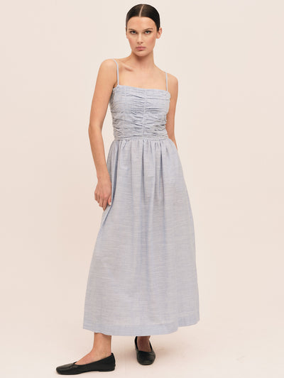 Mai Smock Dress - Lt. Blue Stripe