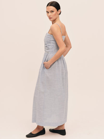 Mai Smock Dress - Lt. Blue Stripe