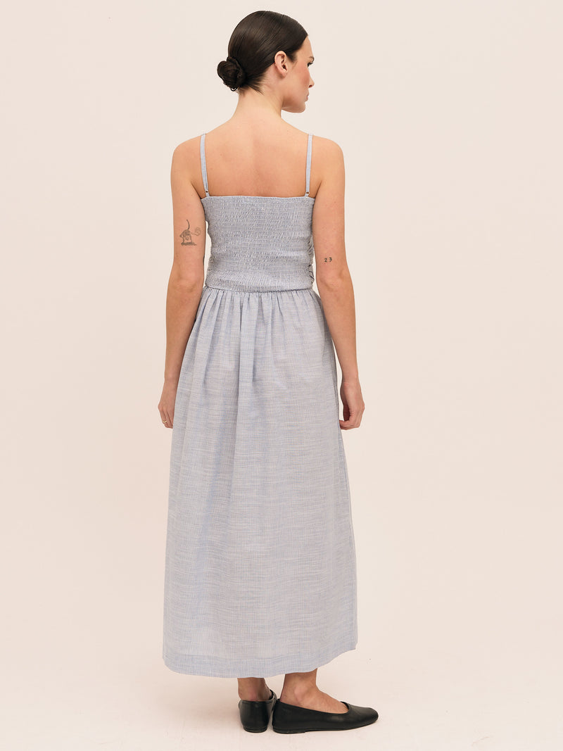 Mai Smock Dress - Lt. Blue Stripe