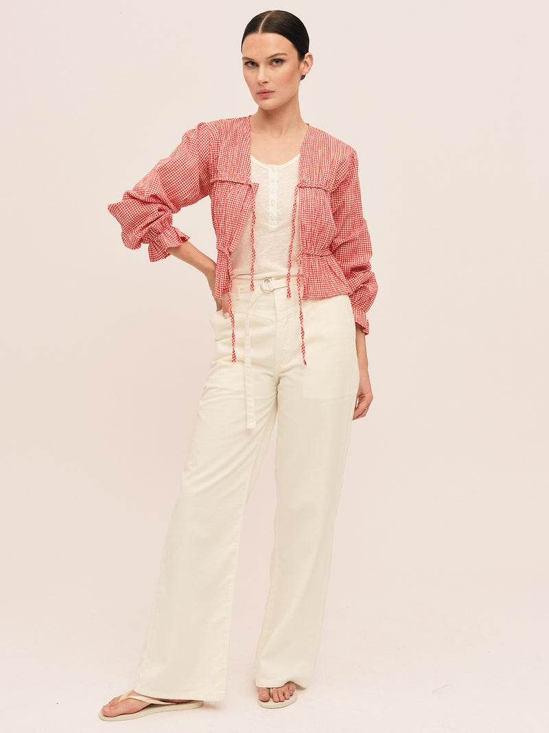 Indiana String Blouse - Poppy Red Checked