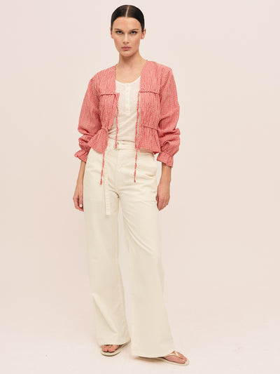 Indiana String Blouse - Poppy Red Checked