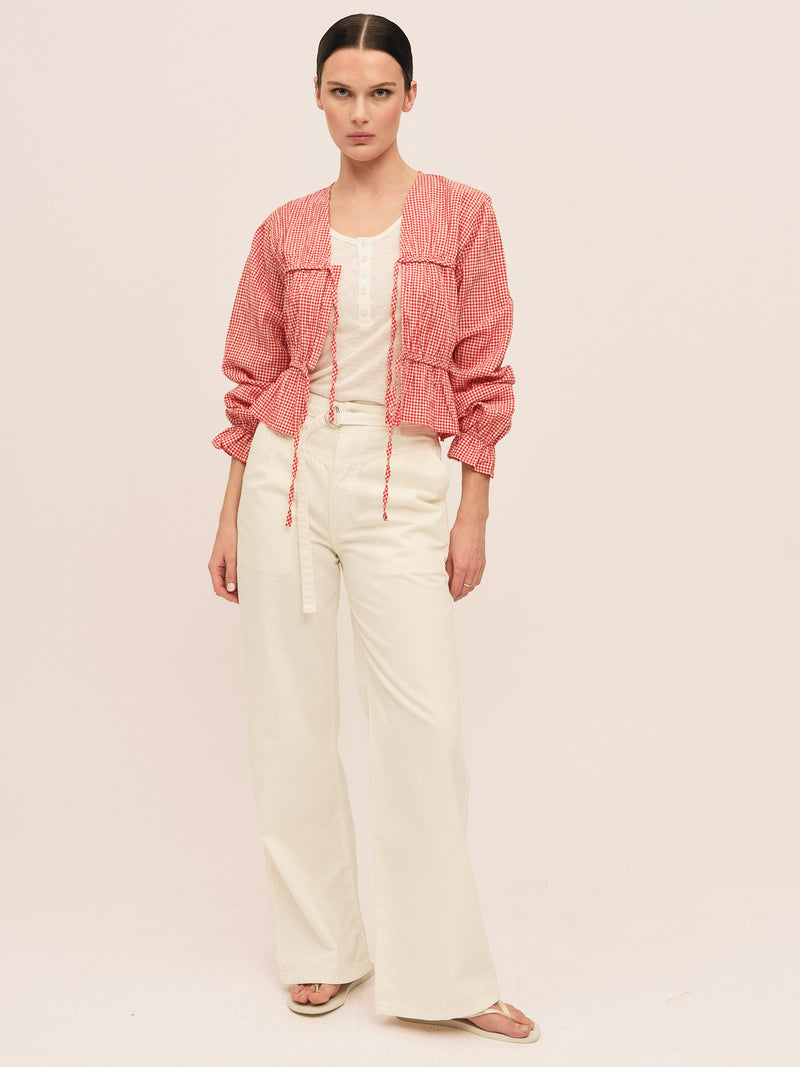 Indiana String Blouse - Poppy Red Checked