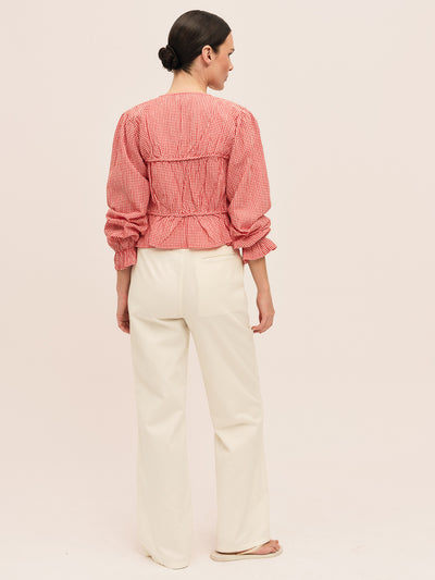 Indiana String Blouse - Poppy Red Checked