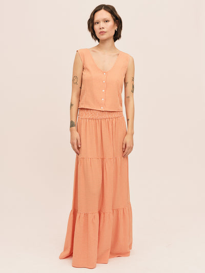Mari Long Skirt - Clay Checked