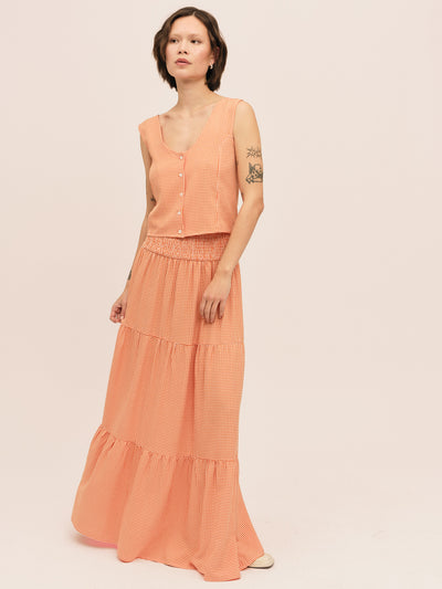 Mari Long Skirt - Clay Checked