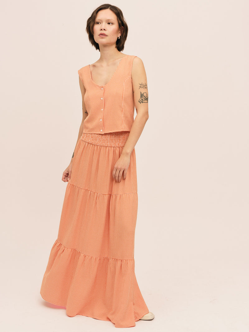 Mari Long Skirt - Clay Checked