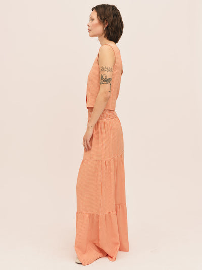 Mari Long Skirt - Clay Checked