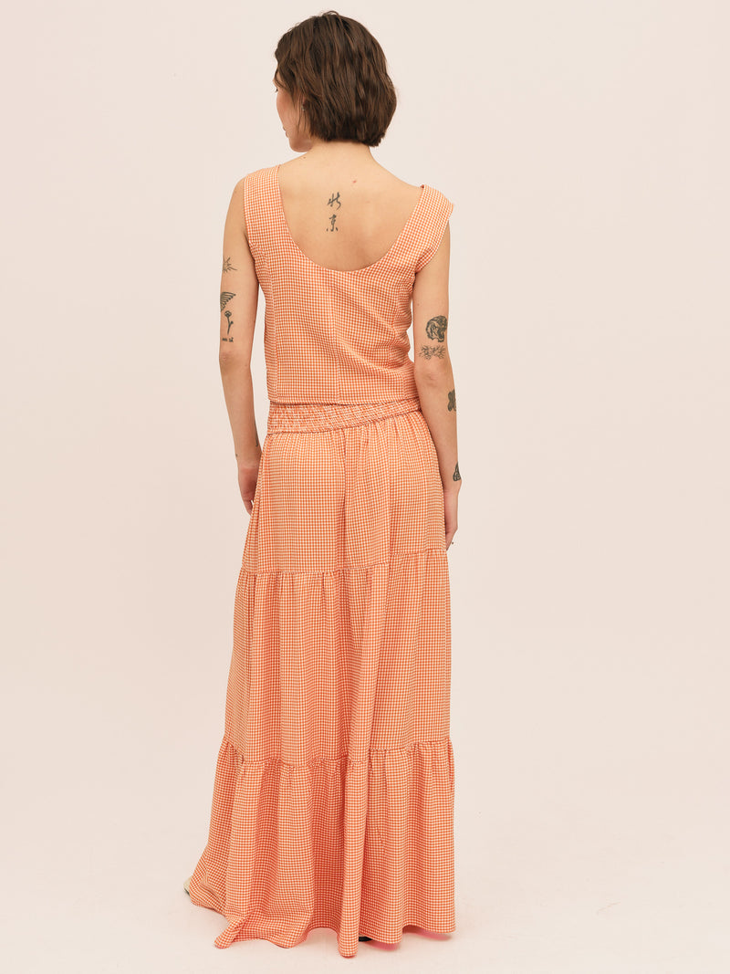 Mari Long Skirt - Clay Checked