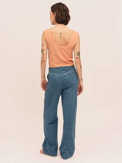 Mari Button Tank Top - Clay Checked