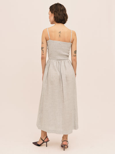 Mai Smock Dress - Anthracite Stripe