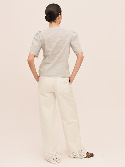 Mai Button Blouse - Anthracite Stripe