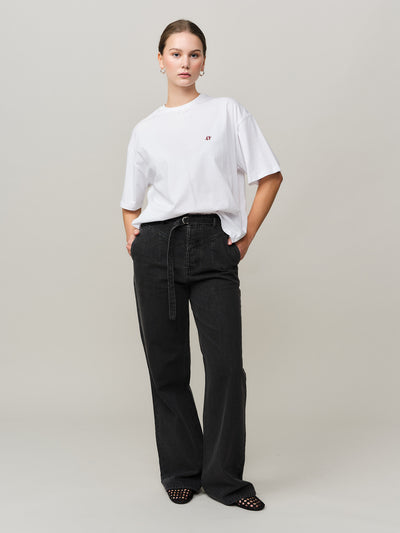 Elfreda Boxy Tee - White/ Red Printed