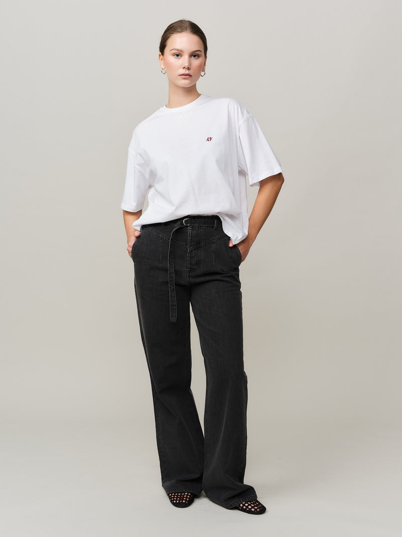 Elfreda Boxy Tee - White/ Red Printed