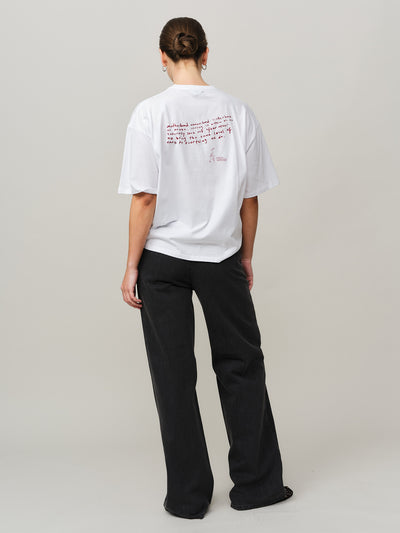 Elfreda Boxy Tee - White/ Red Printed
