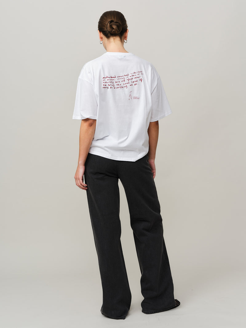 Elfreda Boxy Tee - White/ Red Printed