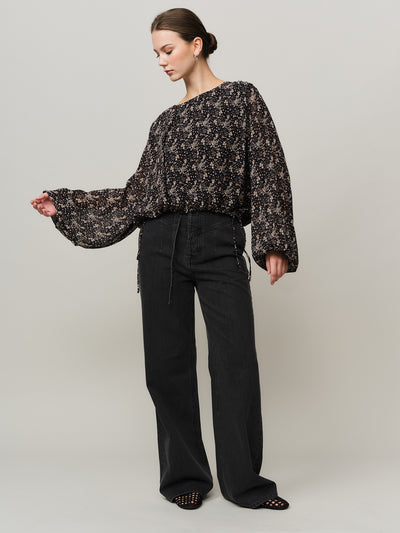 Estelle Top - Brown Wild Flower