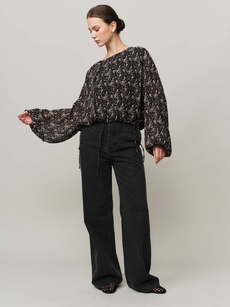 Estelle Top - Brown Wild Flower