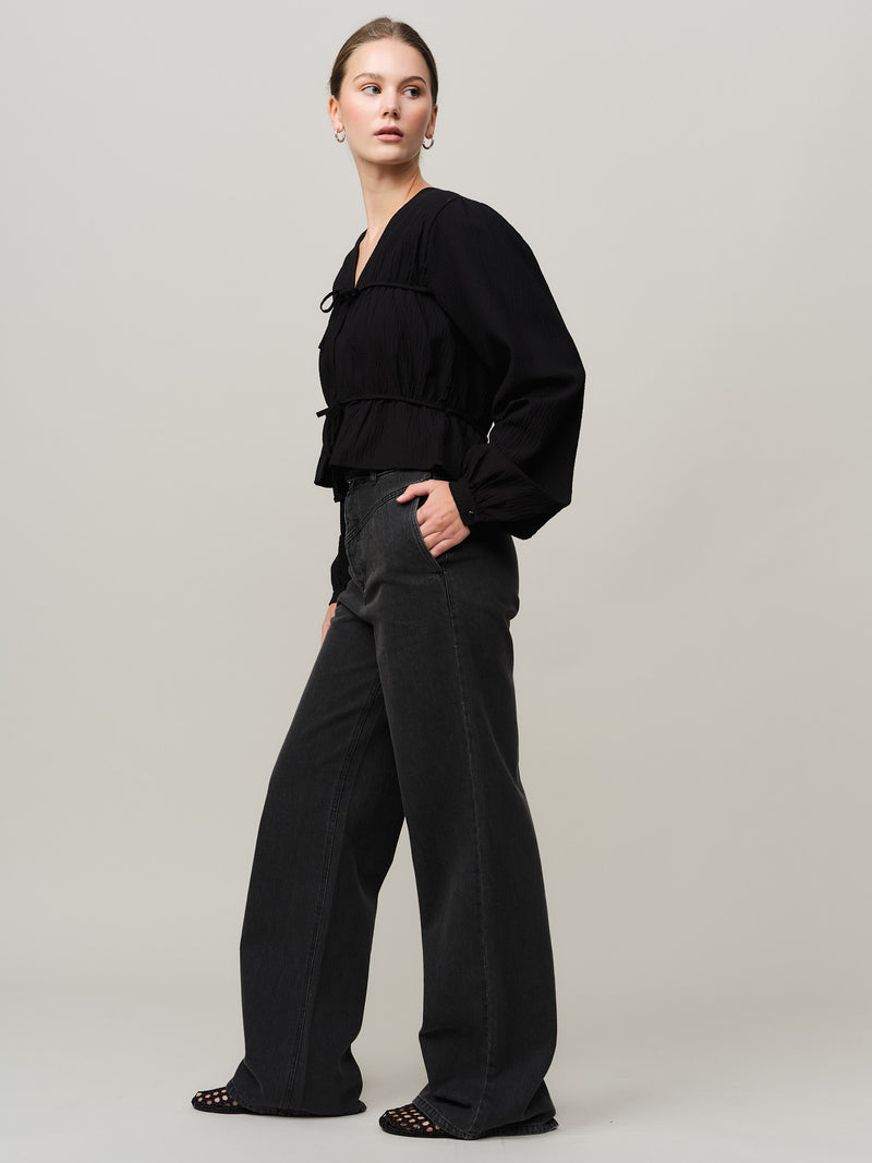 Mercer String Blouse - Black