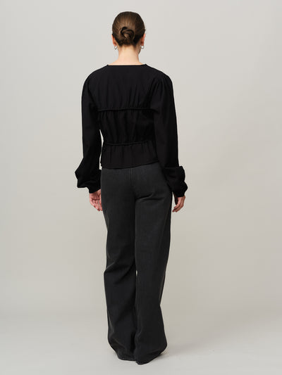 Mercer String Blouse - Black