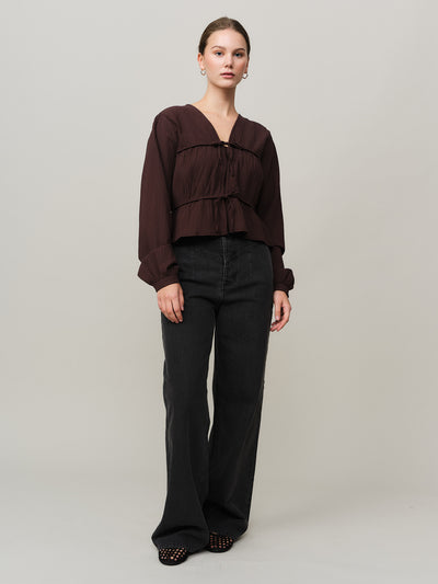 Mercer String Blouse - Chocolate Plum
