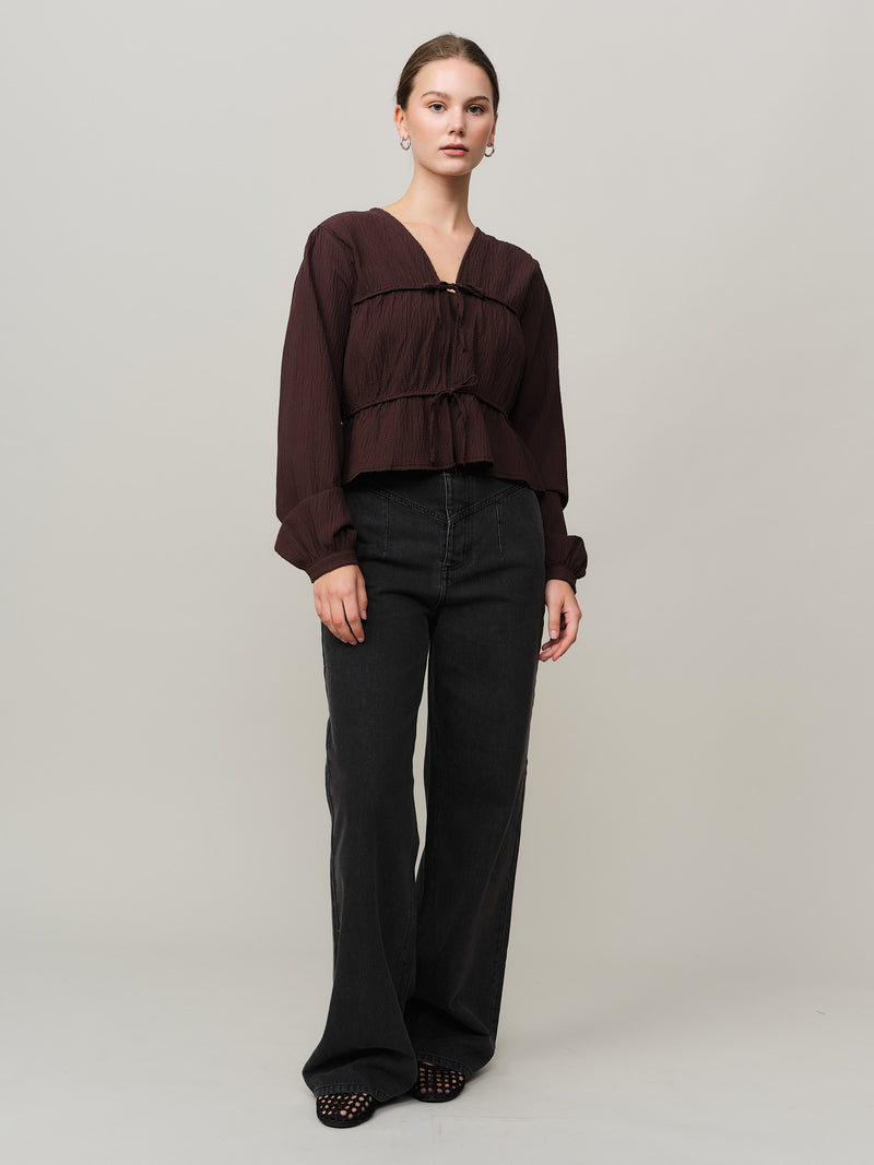 Mercer String Blouse - Chocolate Plum