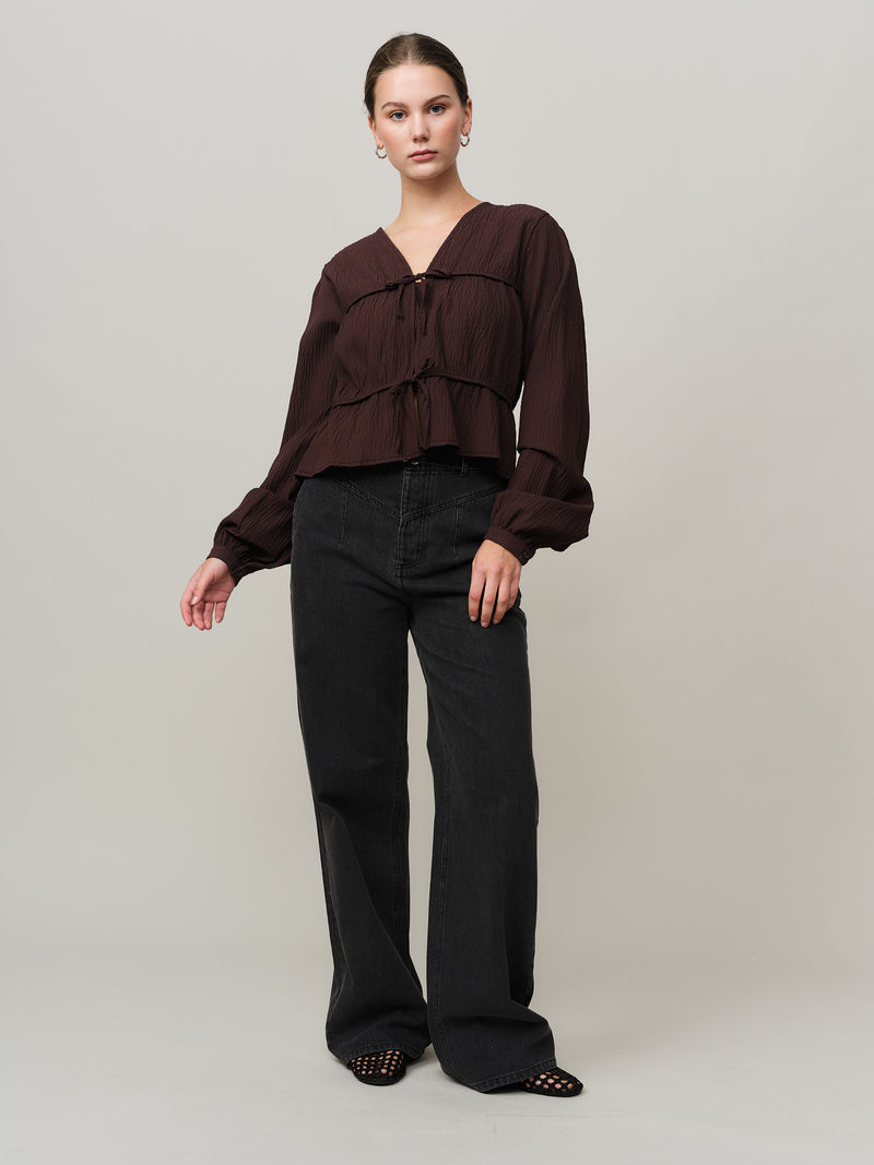 Mercer String Blouse - Chocolate Plum