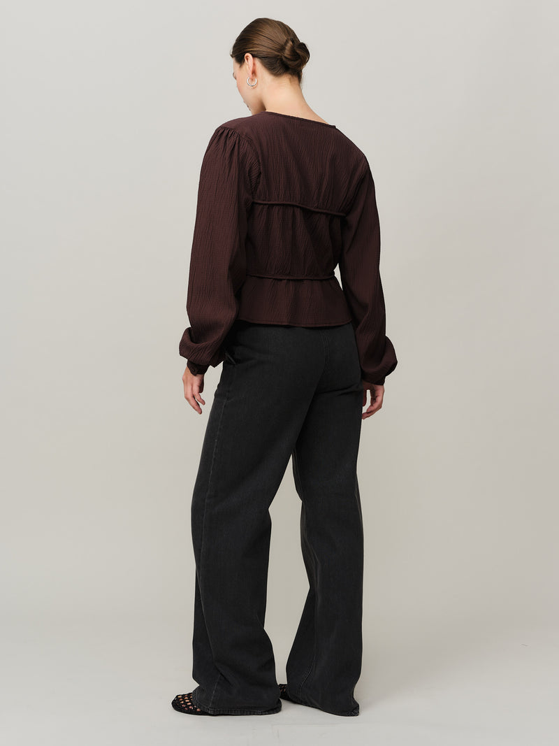 Mercer String Blouse - Chocolate Plum