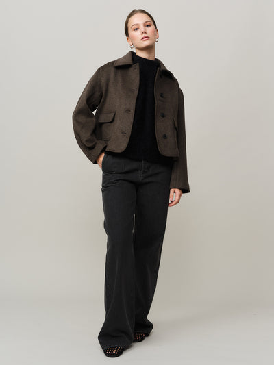 Iris Cropped Jacket - Brown Melange